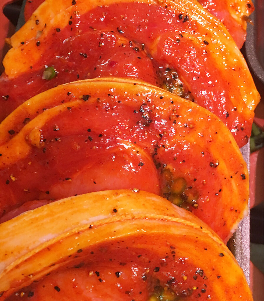 Asparagus Stuffed Pork Steaks with Texas Marinade at Williams and Sons Butchers in Wadebridge