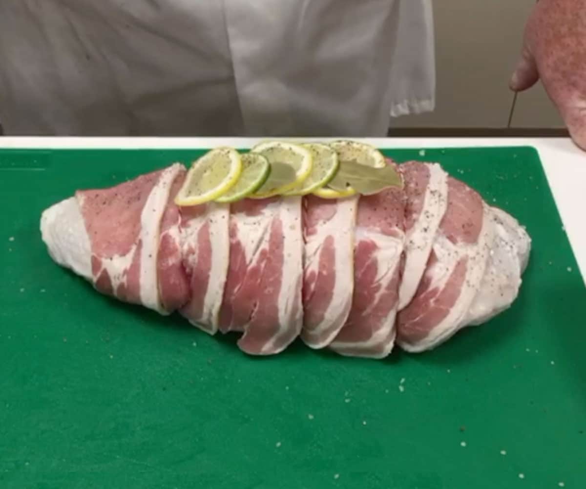 Turkey Breast with Blueberry and Black Pepper Stuffing, wrapped in smokey bacon
