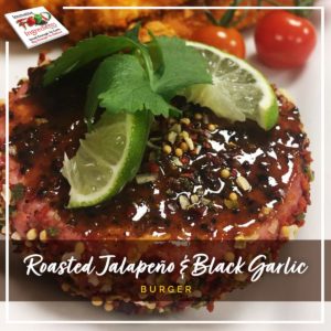Roasted Jalapeño and Black Garlic Burger