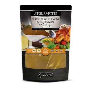 Previous pack design of Atkins & Potts Chicken, White Wine & Tarragon Gravy