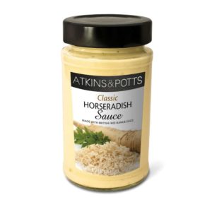Previous pack design of Atkins & Potts Classic Horseradish Sauce
