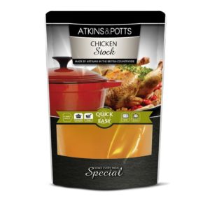 Previous pack design of Atkins & Potts Chicken Stock