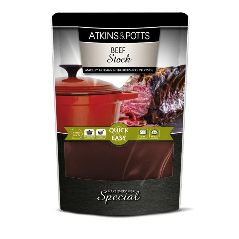 Previous pack design of Atkins & Potts Beef Stock