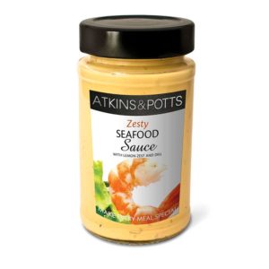 Previous pack design of Atkins & Potts Seafood Sauce with Lemon Zest and Dill