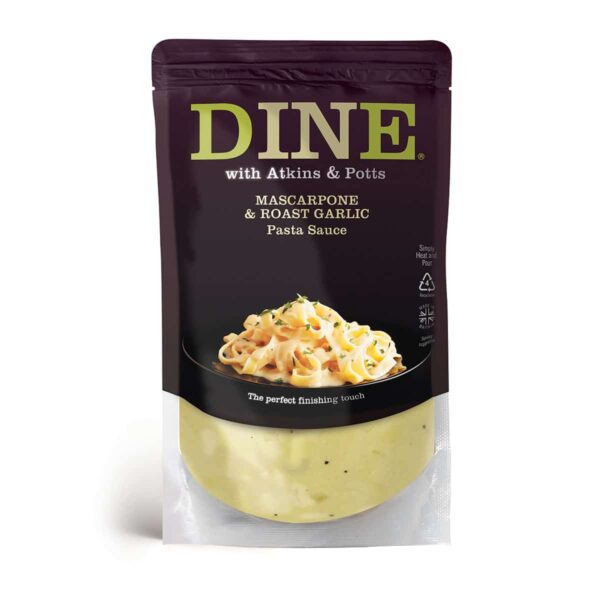 DINE IN with Atkins & Potts Mascarpone and Roast Garlic Pasta Sauce